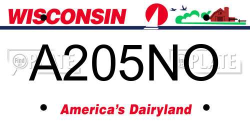 A205NO Wisconsin License Plate