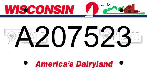 A207523 Wisconsin License Plate