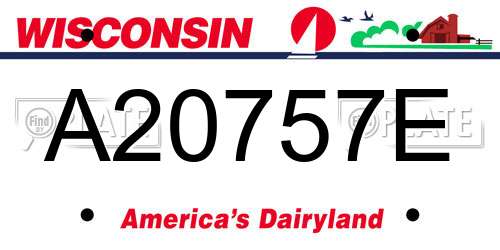 A20757E Wisconsin License Plate