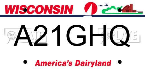 A21GHQ Wisconsin License Plate