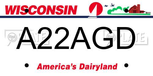 A22AGD Wisconsin License Plate