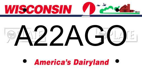 A22AGO Wisconsin License Plate