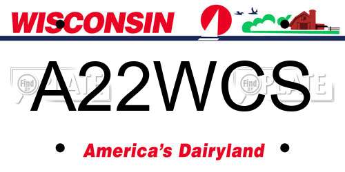 A22WCS Wisconsin License Plate
