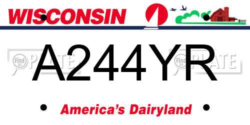 A244YR Wisconsin License Plate