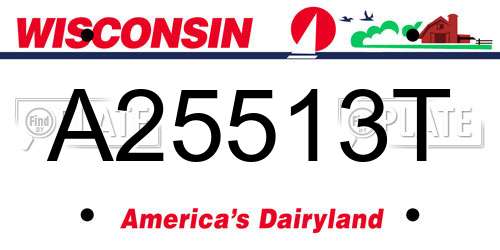 A25513T Wisconsin License Plate