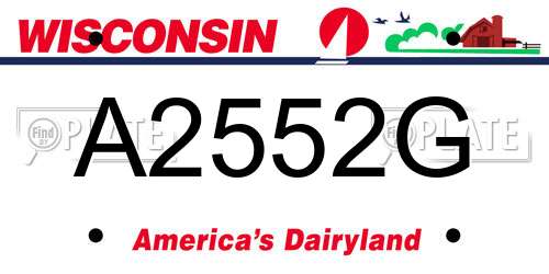 A2552G Wisconsin License Plate