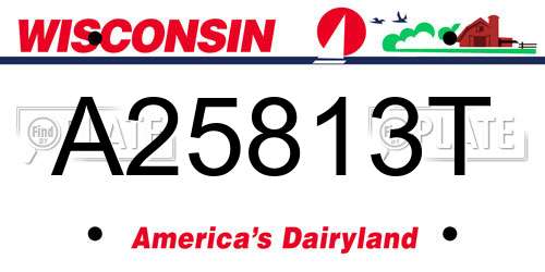A25813T Wisconsin License Plate