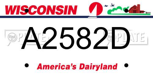A2582D Wisconsin License Plate