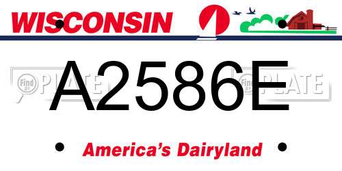 A2586E Wisconsin License Plate