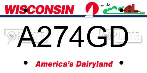 A274GD Wisconsin License Plate
