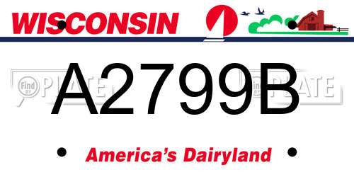 A2799B Wisconsin License Plate