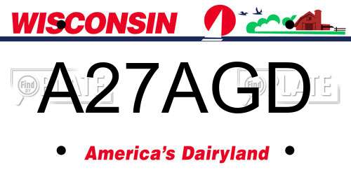 A27AGD Wisconsin License Plate