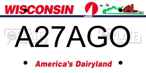 A27AGO Wisconsin License Plate