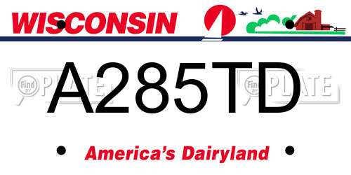 A285TD Wisconsin License Plate