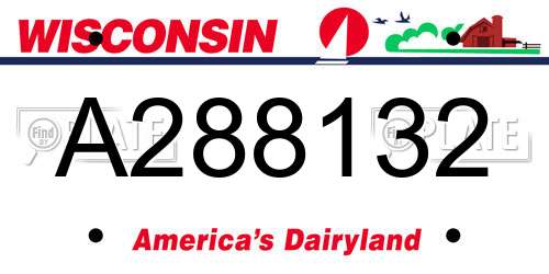 A288132 Wisconsin License Plate