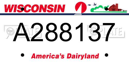 A288137 Wisconsin License Plate