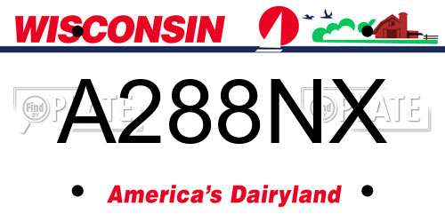 A288NX Wisconsin License Plate