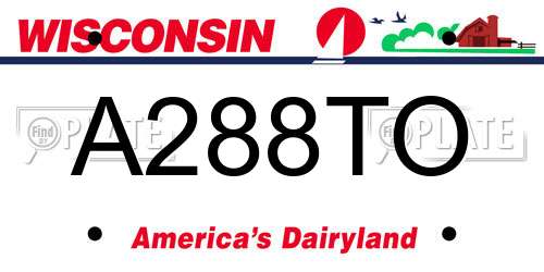 A288TO Wisconsin License Plate