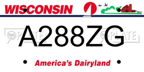 A288ZG Wisconsin License Plate