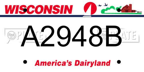 A2948B Wisconsin License Plate