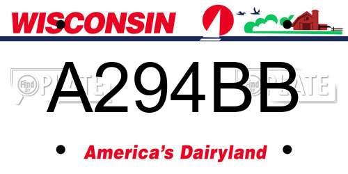 A294BB Wisconsin License Plate