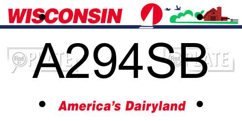 A294SB Wisconsin License Plate