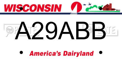 A29ABB Wisconsin License Plate