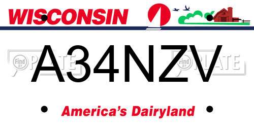 A34NZV Wisconsin License Plate