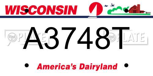 A3748T Wisconsin License Plate