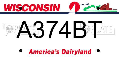 A374BT Wisconsin License Plate
