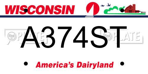 A374ST Wisconsin License Plate