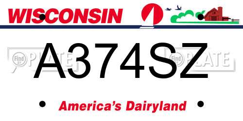 A374SZ Wisconsin License Plate
