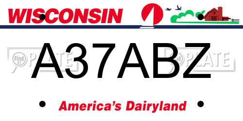 A37ABZ Wisconsin License Plate