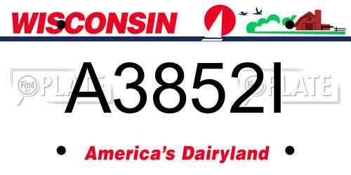 A3852I Wisconsin License Plate