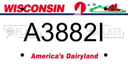 A3882I Wisconsin License Plate