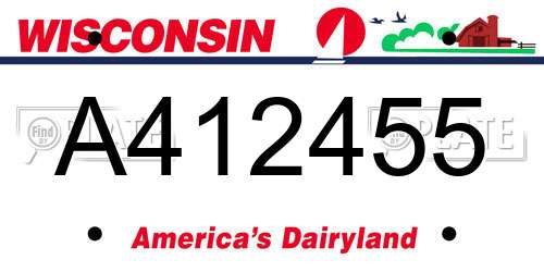 A412455 Wisconsin License Plate