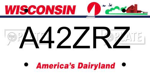 A42ZRZ Wisconsin License Plate