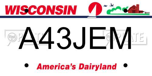 A43JEM Wisconsin License Plate