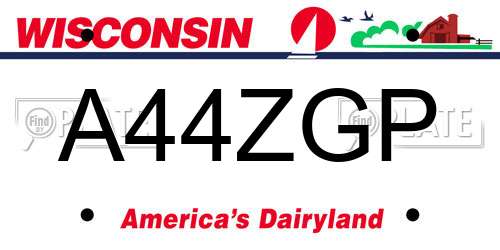 A44ZGP Wisconsin License Plate