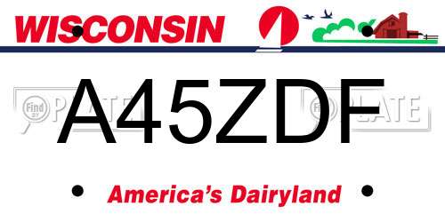 A45ZDF Wisconsin License Plate