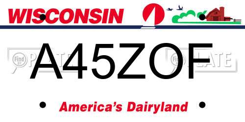 A45ZOF Wisconsin License Plate