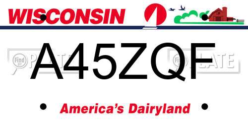 A45ZQF Wisconsin License Plate