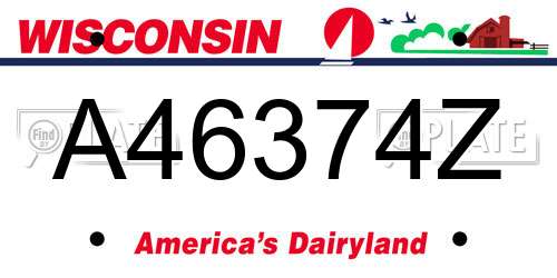 A46374Z Wisconsin License Plate