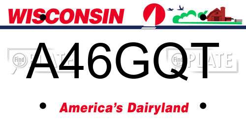 A46GQT Wisconsin License Plate