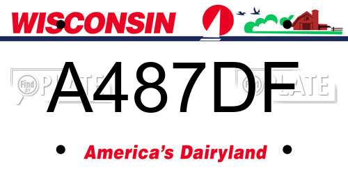 A487DF Wisconsin License Plate