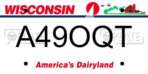 A49OQT Wisconsin License Plate