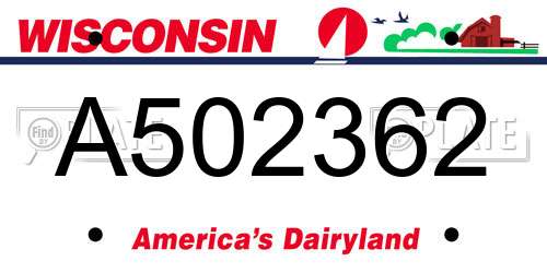 A502362 Wisconsin License Plate