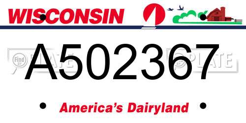 A502367 Wisconsin License Plate