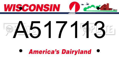 A517113 Wisconsin License Plate