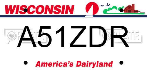 A51ZDR Wisconsin License Plate